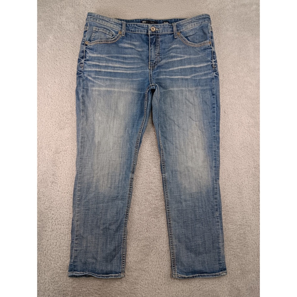 BKE Jeans Men 40x29 (Tag 40x30) Blue Nolan Straight Leg Stretch Distressed